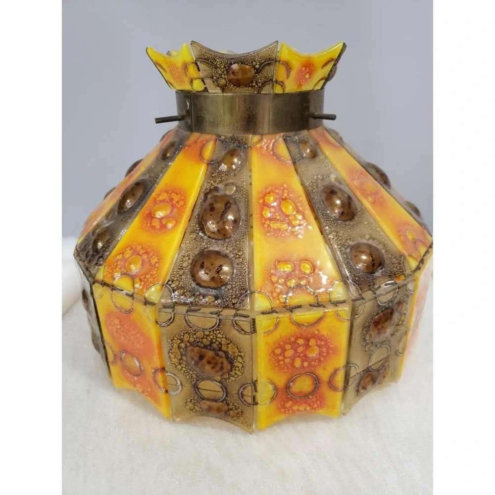 RARE Vintage‎ Felipe Derflingher Mosaic MCM Hanging Swag Light  Table Lamp Shade